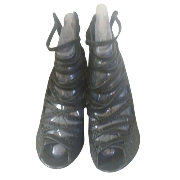 Rebecca Minkoff Beaded Black Stiletto Heeled Sandals Size 8 - Picture 2 of 9